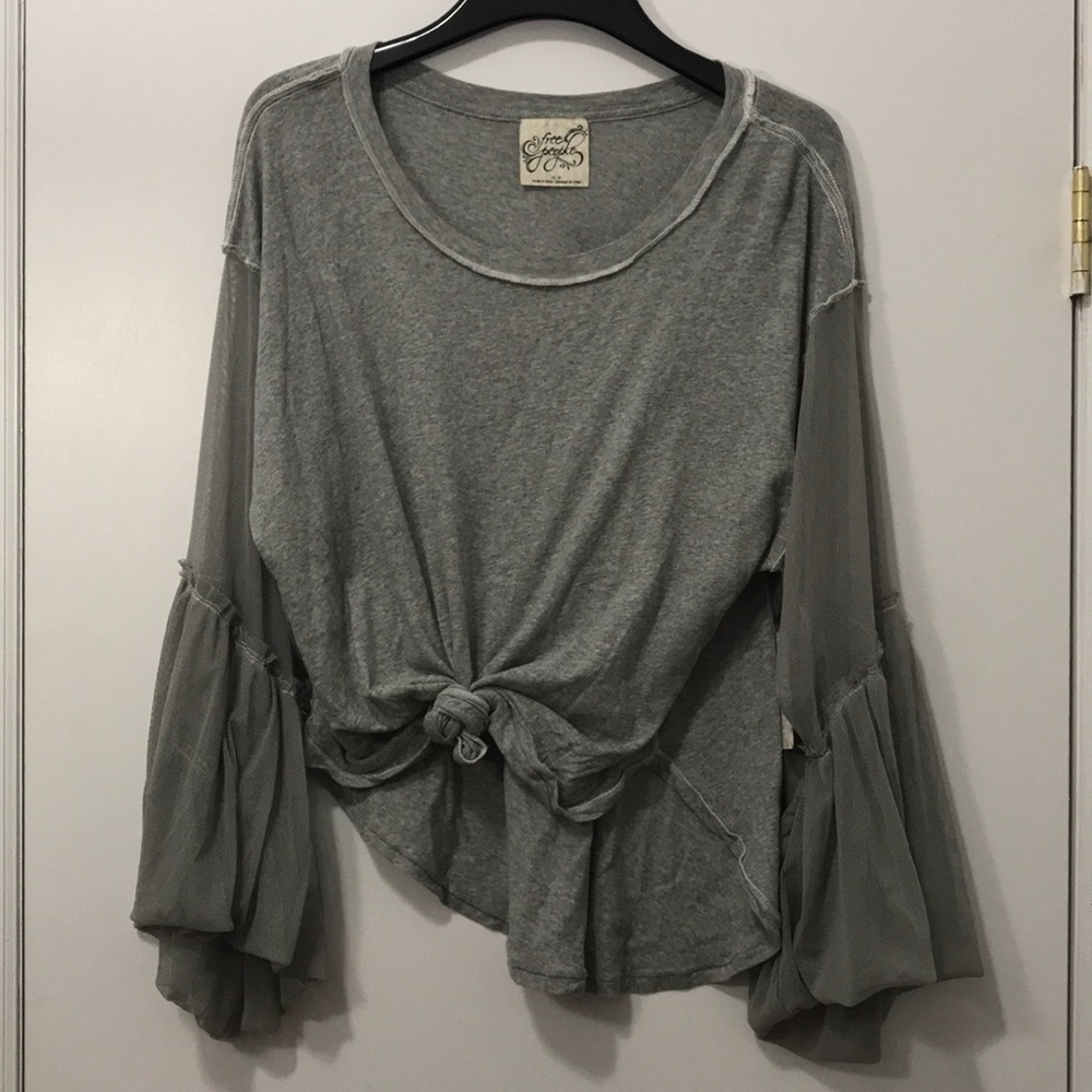 Free People Mesh Bell Sleeve Top